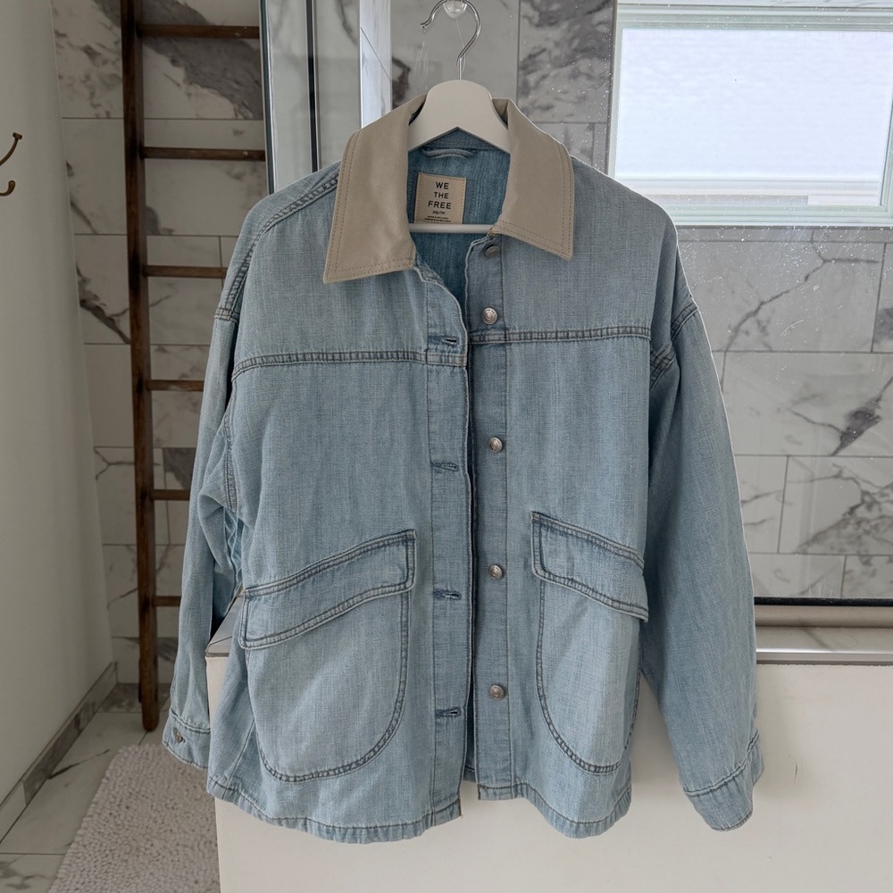 Free People Lemon Denim Light Blue Sweet Icing Jean Jacket